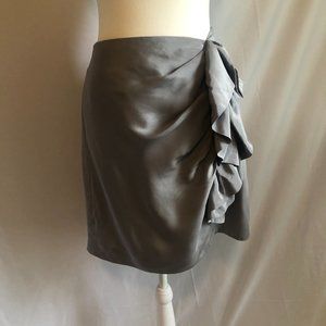 Banana Republic Silk Silver Gray Ruffle Size 12 Skirt